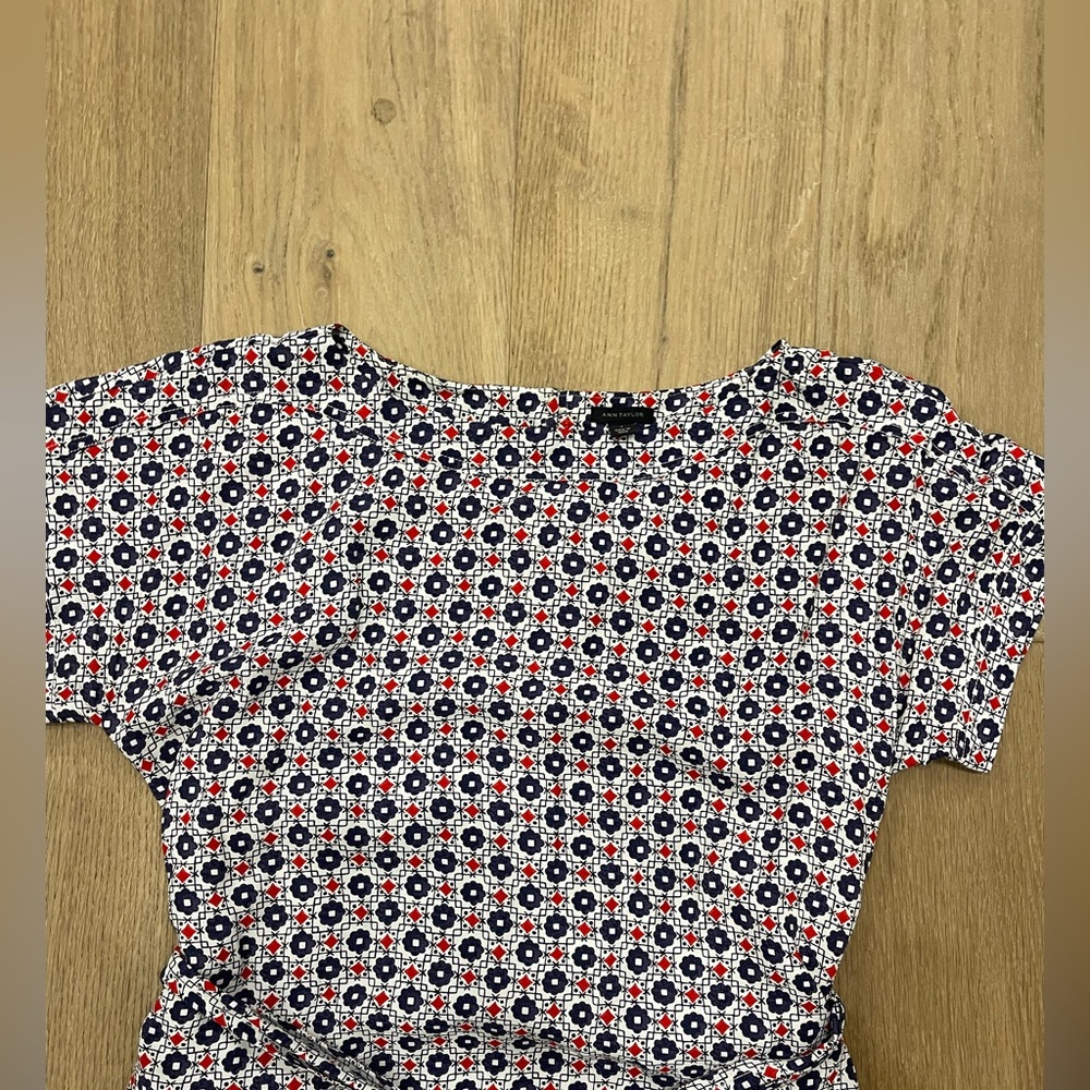 Ann Taylor Floral Patterned Dress - Red, Blue, White - Picture 3 of 6